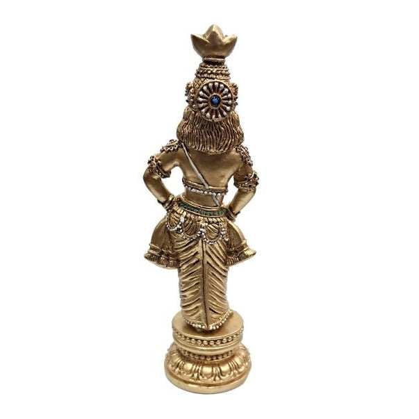 Golden Shining Bansuri Krishna Fibre Figurine or Flute Gopal Multicolour Decorative Showpiece 9 Inch