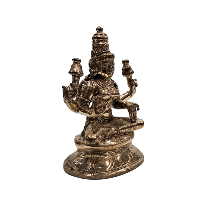 Panchaloha Goddess Sri Mahalakshmi Sitting Prathima Pooja Decorative Figurine size 4 Inch