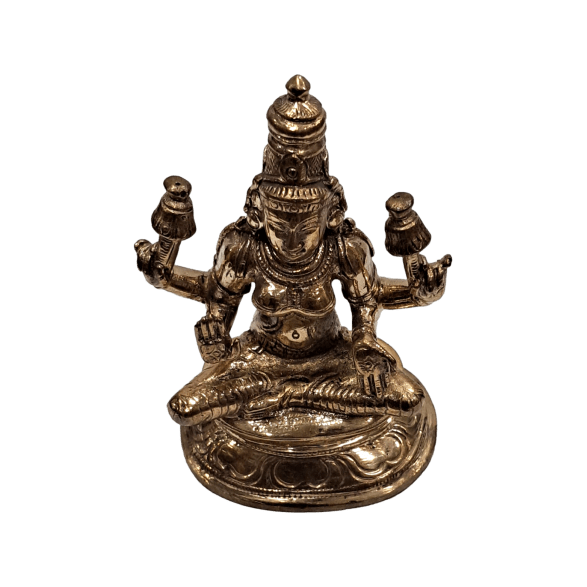 Panchaloha Goddess Sri Mahalakshmi Sitting Prathima Pooja Decorative Figurine size 4 Inch