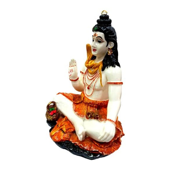 Saffron Yogi Mahadev Shiv Bagwan Marble Dust Figurine 8.5 inch