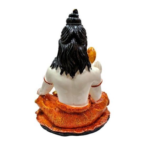 Saffron Yogi Mahadev Shiv Bagwan Marble Dust Figurine 8.5 inch