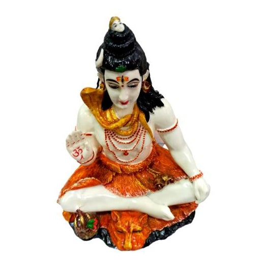 Saffron Yogi Mahadev Shiv Bagwan Marble Dust Figurine 8.5 inch