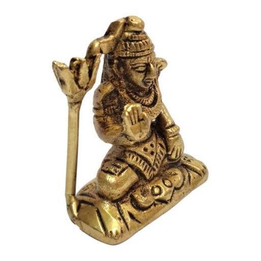 Yogi Shiva with Trishool Brass Antique Murthi 2 Inches