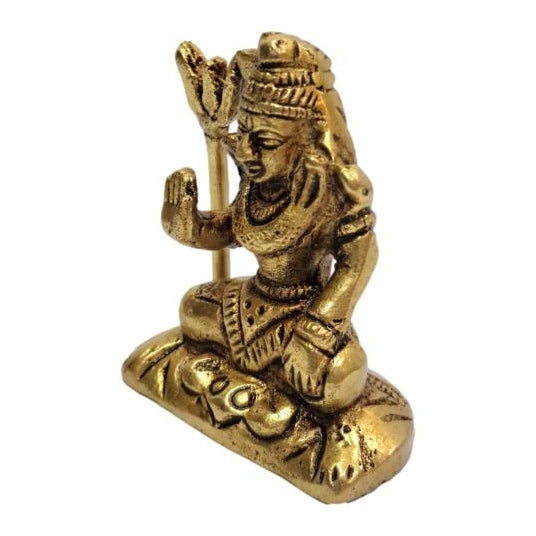 Yogi Shiva with Trishool Brass Antique Murthi 2 Inches