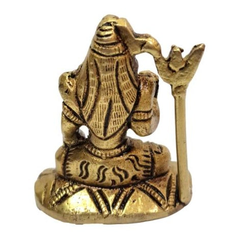 Yogi Shiva with Trishool Brass Antique Murthi 2 Inches