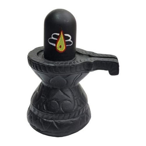 Black Shiva Ling with Nandhi Fibre Figurine Pooja Decorative Showpiece size 3.5 inch