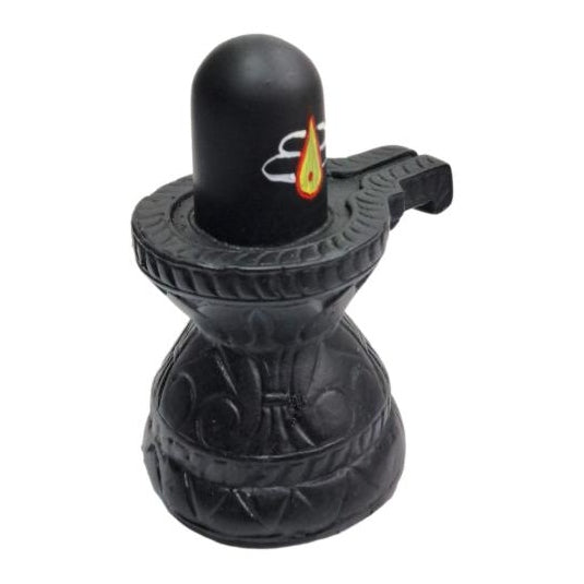 Black Shiva Ling with Nandhi Fibre Figurine Pooja Decorative Showpiece size 3.5 inch