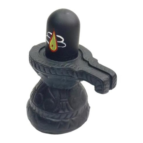 Black Shiva Ling with Nandhi Fibre Figurine Pooja Decorative Showpiece size 3.5 inch