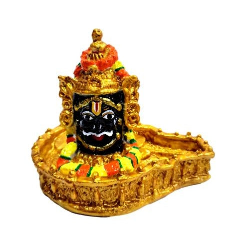 Golden Mahakaleshwar Jyotirlinga Fibre Figurine Pooja Decorative Showpiece size 4 inch