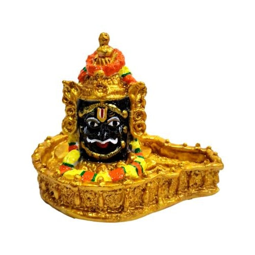 Golden Mahakaleshwar Jyotirlinga Fibre Figurine Pooja Decorative Showpiece size 4 inch