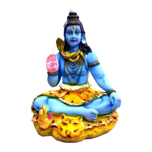 Blue Yogi Mahadev Shiv Bagwan Marble Dust Figurine 8.5 inch