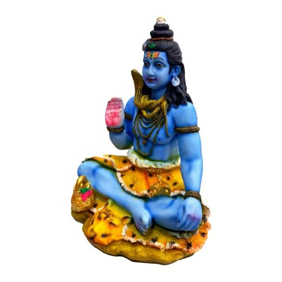 Blue Yogi Mahadev Shiv Bagwan Marble Dust Figurine 8.5 inch