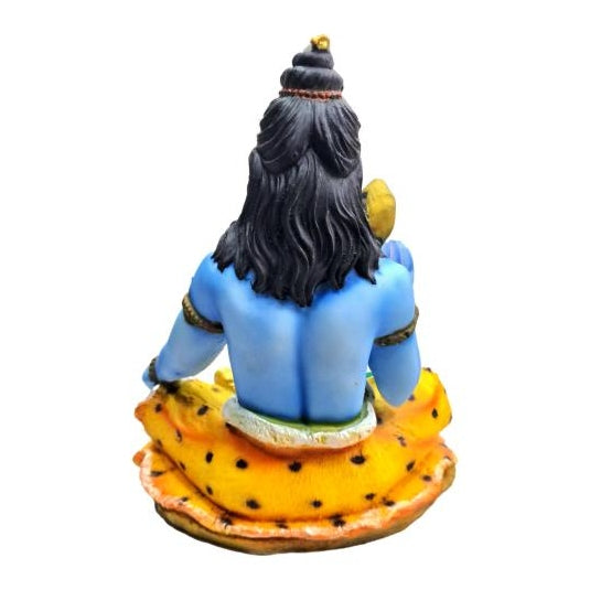 Blue Yogi Mahadev Shiv Bagwan Marble Dust Figurine 8.5 inch