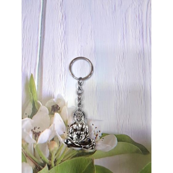 Sri Yoga Anjaneya Silver Metal Key Chain