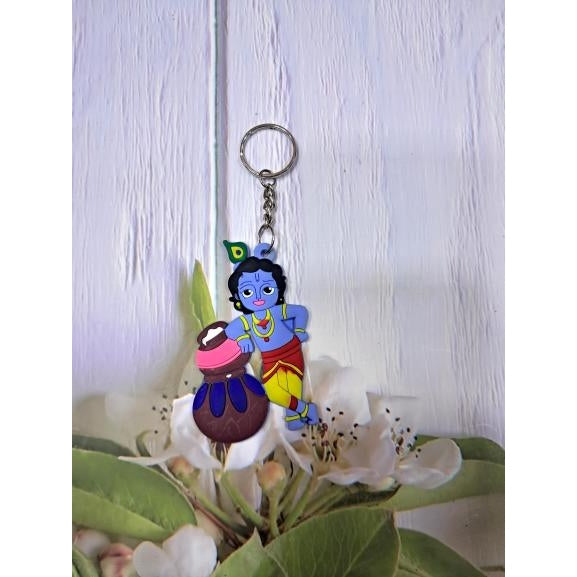 Multicolour Vennai Thazhi Krishna Rubber Key Chain