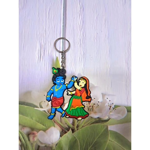 Dancing Radha Krishna Rubber Key Chain