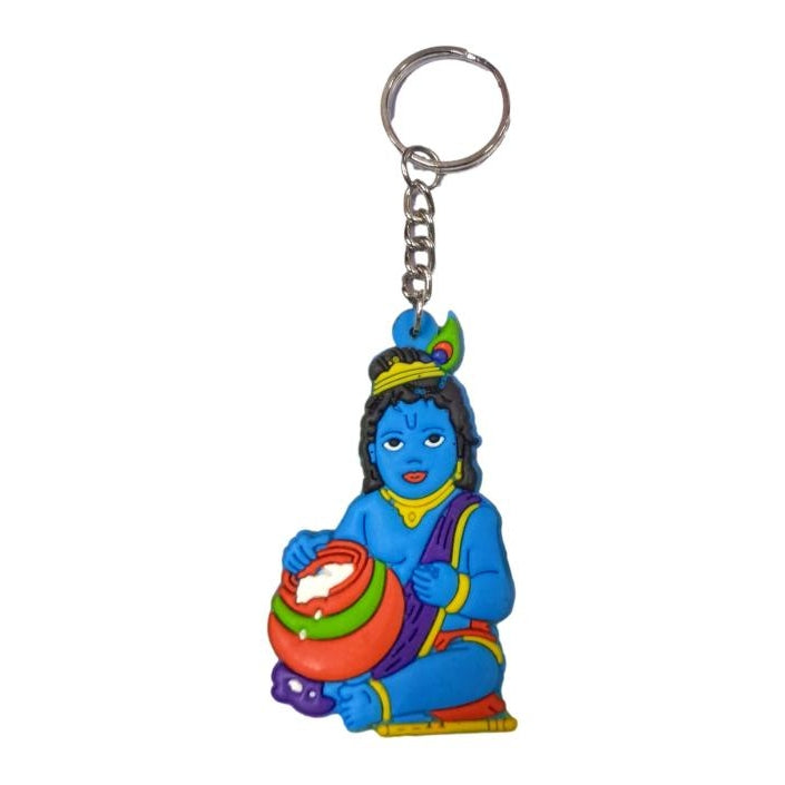 Orange Makhan Pot Krishna Rubber Key Chain