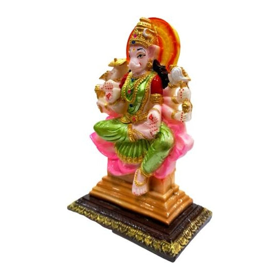 Ashtabhuja Varahi Amman in Green Saree Marble Dust Pooja Decorative Figurine Size 7 inch