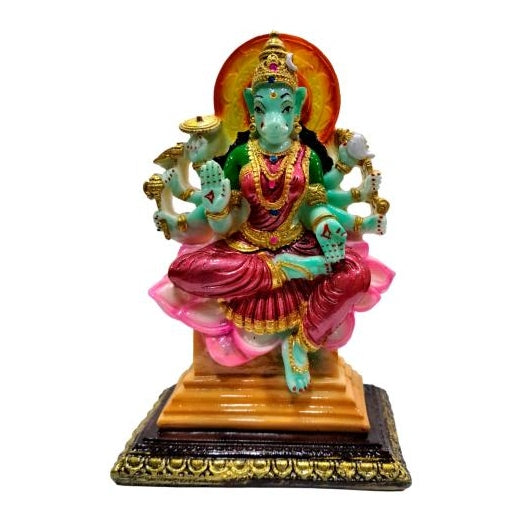 Ashtabhuja Varahi Amman Red Saree Marble Dust Pooja Decorative Figurine Size 7 inch