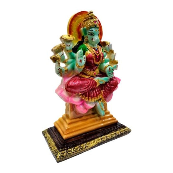 Ashtabhuja Varahi Amman Red Saree Marble Dust Pooja Decorative Figurine Size 7 inch