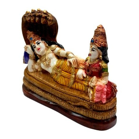 Multicolour Sri Ranganthar with Mahalakshmi Marble Dust Pooja Decorative Figurine Size 3.5 inch