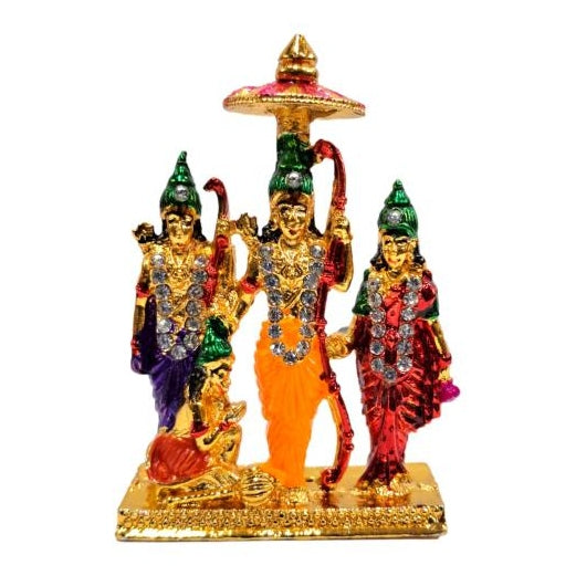 Sri Pattabhisheka Ram Golden Shining Stone Decorative Car Décor Showpiece 3 Inch