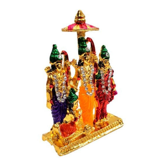 Sri Pattabhisheka Ram Golden Shining Stone Decorative Car Décor Showpiece 3 Inch