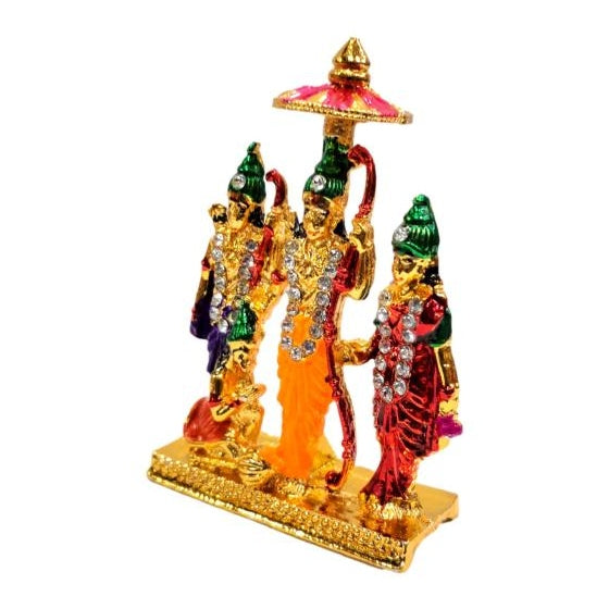 Sri Pattabhisheka Ram Golden Shining Stone Decorative Car Décor Showpiece 3 Inch