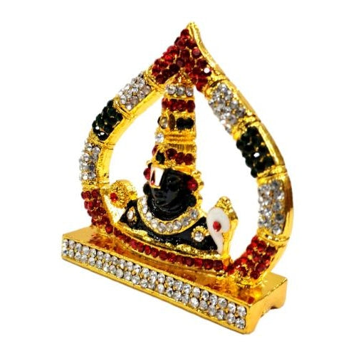 Tirupati Srinivasa Perumal inside Arch Shanku Chakra Gold Plated Multicolour Stone Decorative Car Home Decor Showpiece 2.5 inch