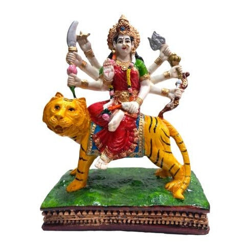 Multicolour Maa Durga Marble Dust Figurine Decorative Golu Bommai Size 7.5 inch