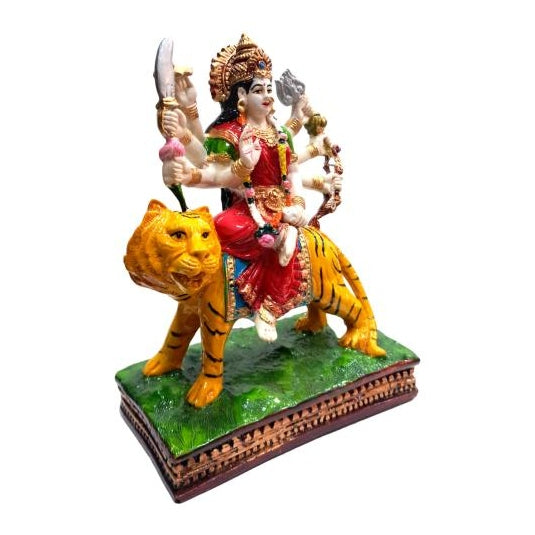 Multicolour Maa Durga Marble Dust Figurine Decorative Golu Bommai Size 7.5 inch