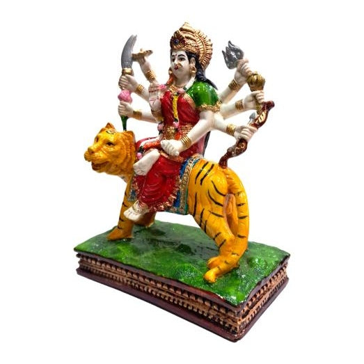 Multicolour Maa Durga Marble Dust Figurine Decorative Golu Bommai Size 7.5 inch