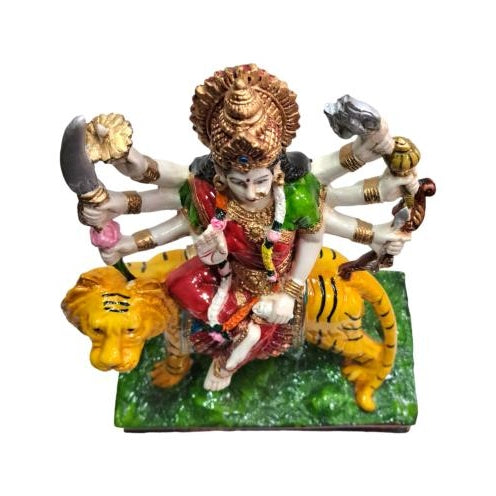 Multicolour Maa Durga Marble Dust Figurine Decorative Golu Bommai Size 7.5 inch