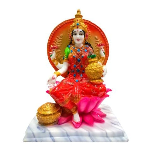 Sri Mahalakshmi Multicolour Marble Dust Statue Decorative Showpiece Golu Bommai size 7 Inch