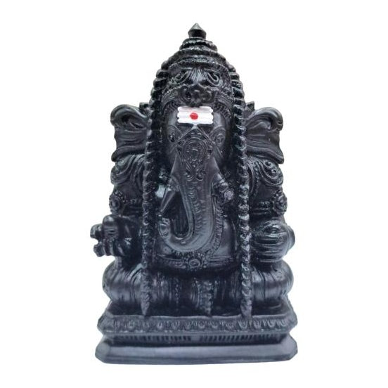 Pillayarpatti Ganesh Black Finish Fibre Figurine Decorative Showpiece 3.5 Inch