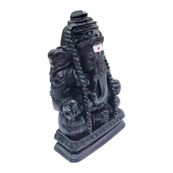 Pillayarpatti Ganesh Black Finish Fibre Figurine Decorative Showpiece 3.5 Inch