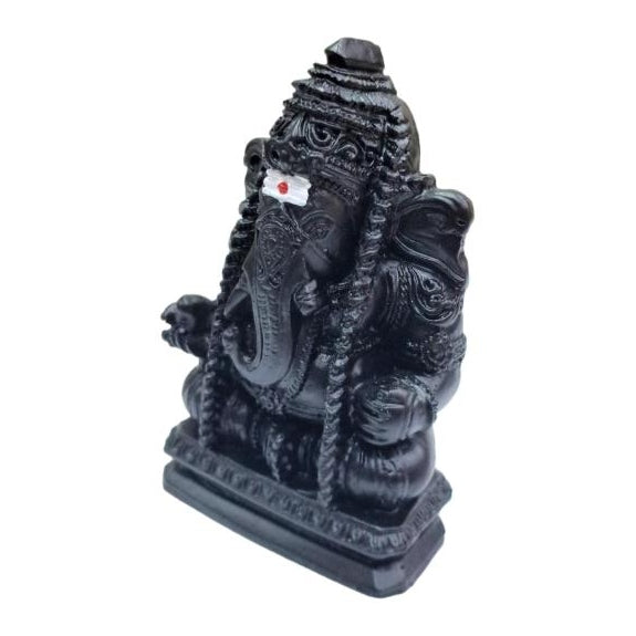 Pillayarpatti Ganesh Black Finish Fibre Figurine Decorative Showpiece 3.5 Inch