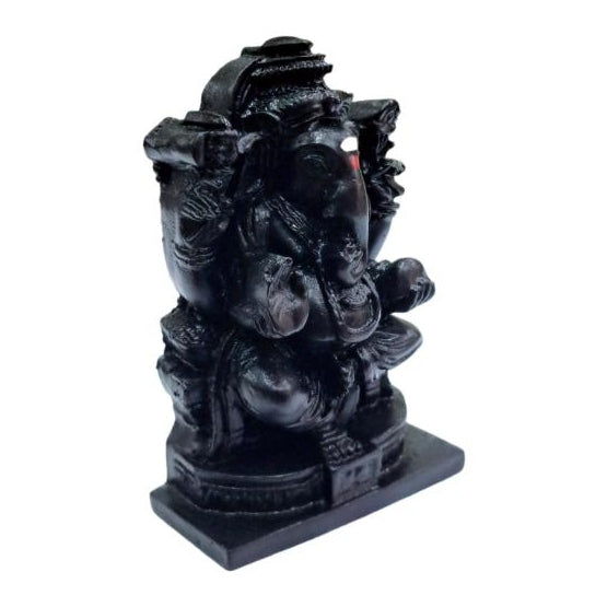 Mouse Ganesh Black Finish Fibre Figurine Decorative Showpiece 2.5 Inch