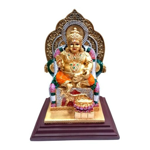 Welath God Kubera Multicolour Gypsm Decorative Showpiece Figurine 7.5 inch