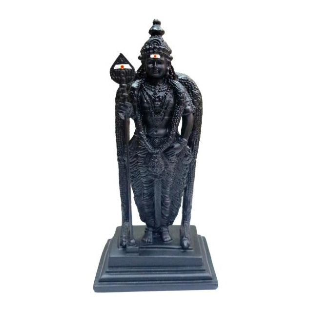 Malaysia Murugan standing Black Fibre Sculpture Size 7 inch / முருகன் பெரிய சிலை