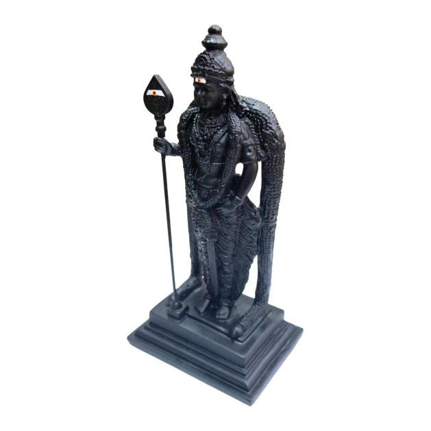 Malaysia Murugan standing Black Fibre Sculpture Size 7 inch / முருகன் பெரிய சிலை