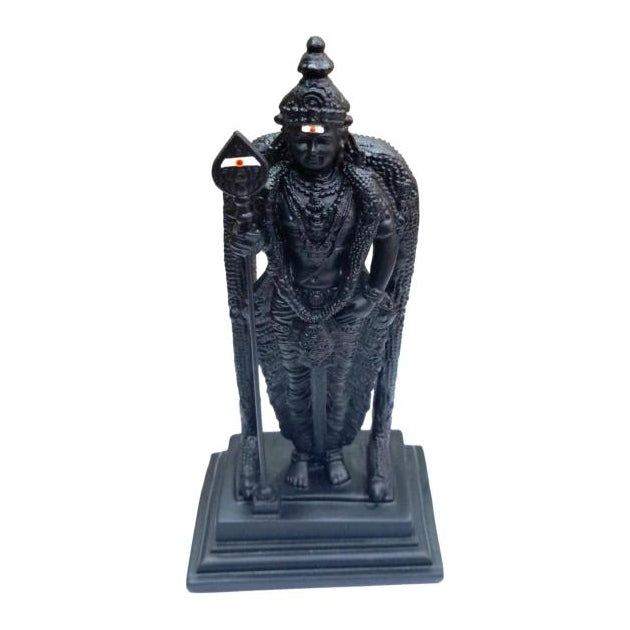 Malaysia Murugan standing Black Fibre Sculpture Size 7 inch / முருகன் பெரிய சிலை