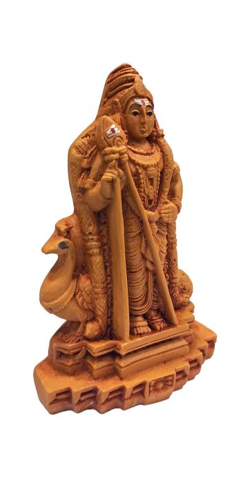 Peacock Murugan standing under Arch Wooden Home Decor Show Piece Size 5 inch / முருகன் பெரிய சிலை