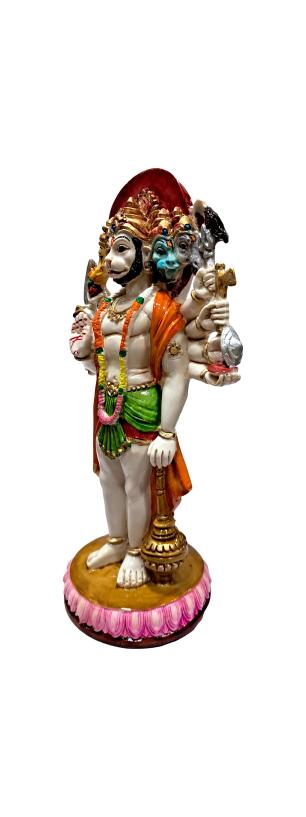 Standing Panchamuga Hanuman Marble Dust Figurine Pooja Decorative Showpiece Size 9 inch