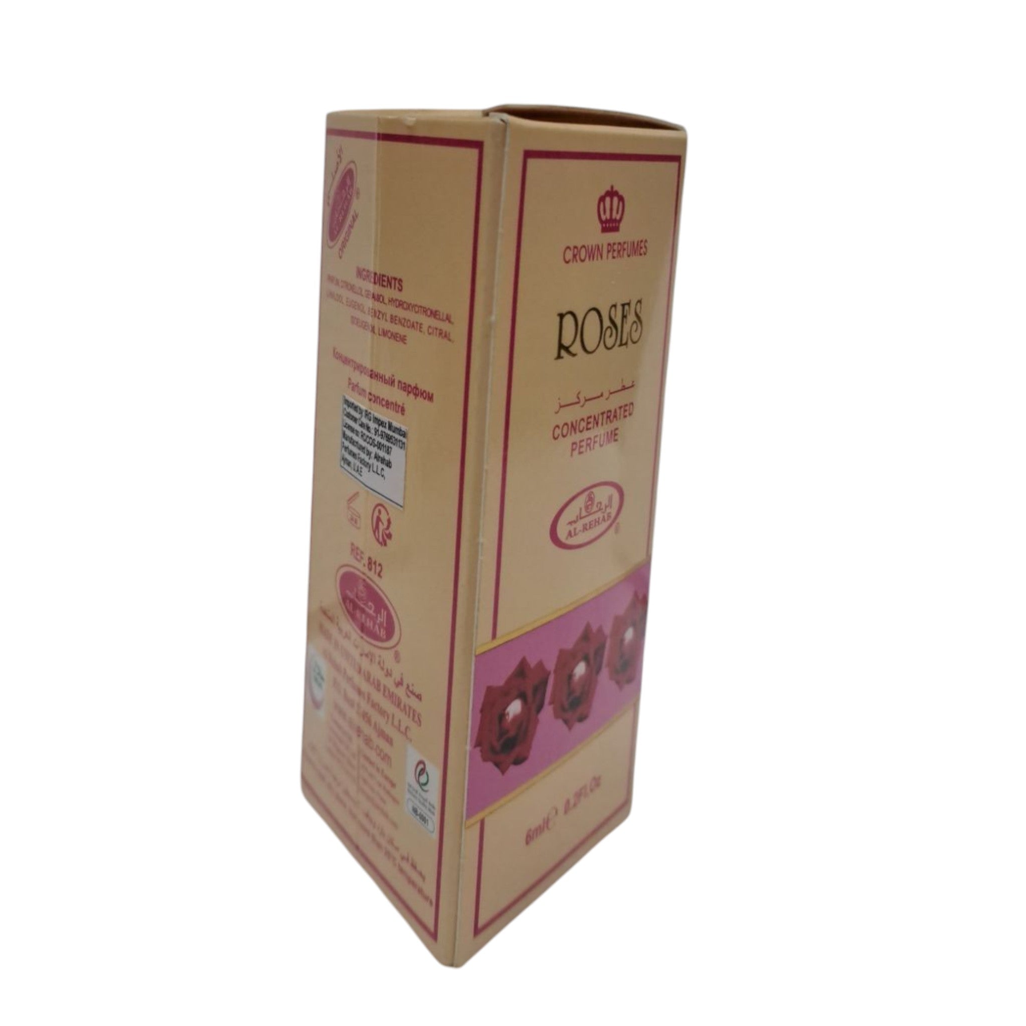 Crown Perfumes Roses Concentrated Perfume – Alcohol-Free Rose Attar for Men & Women (6ml) ரோஜா வாசனை திரவியம்
