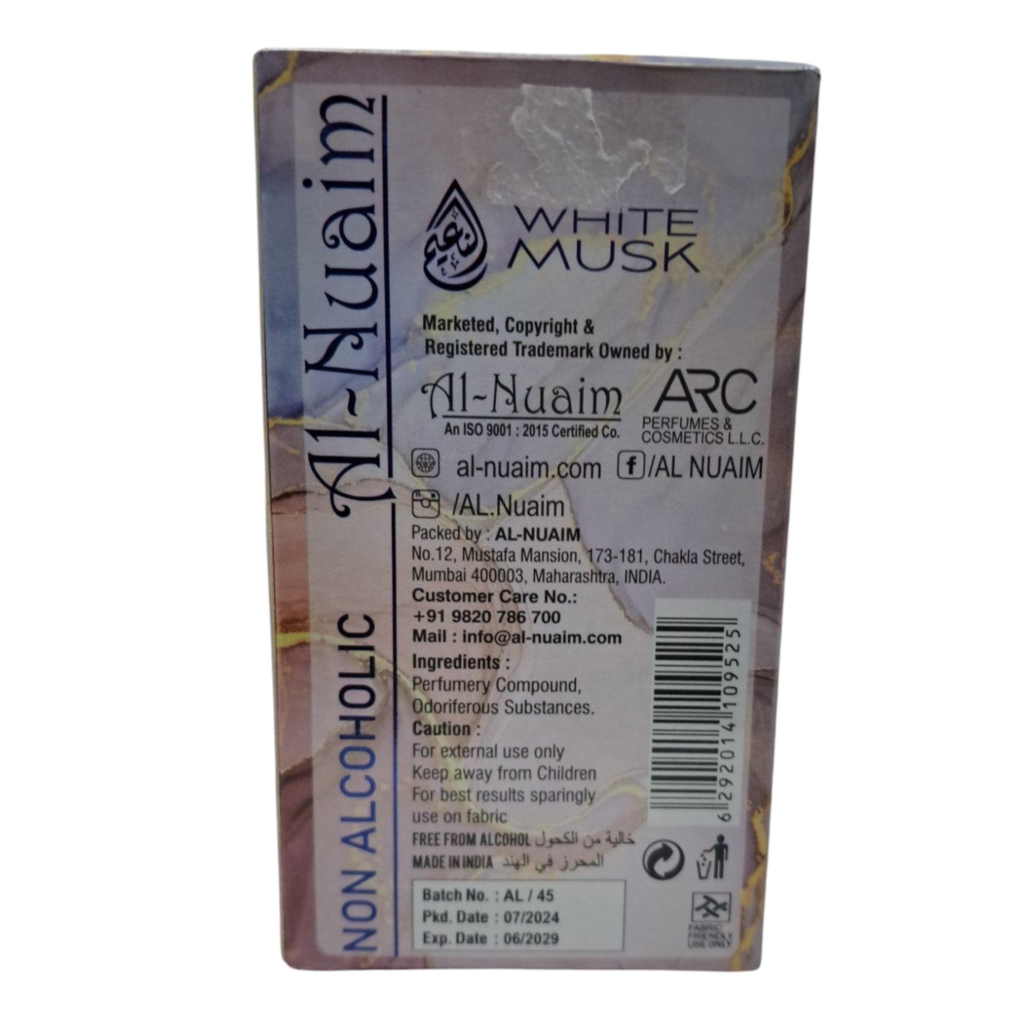 Al-Nuaim White Musk Attar 6ml – Fresh, Alcohol-Free Perfume Oil for Men Women