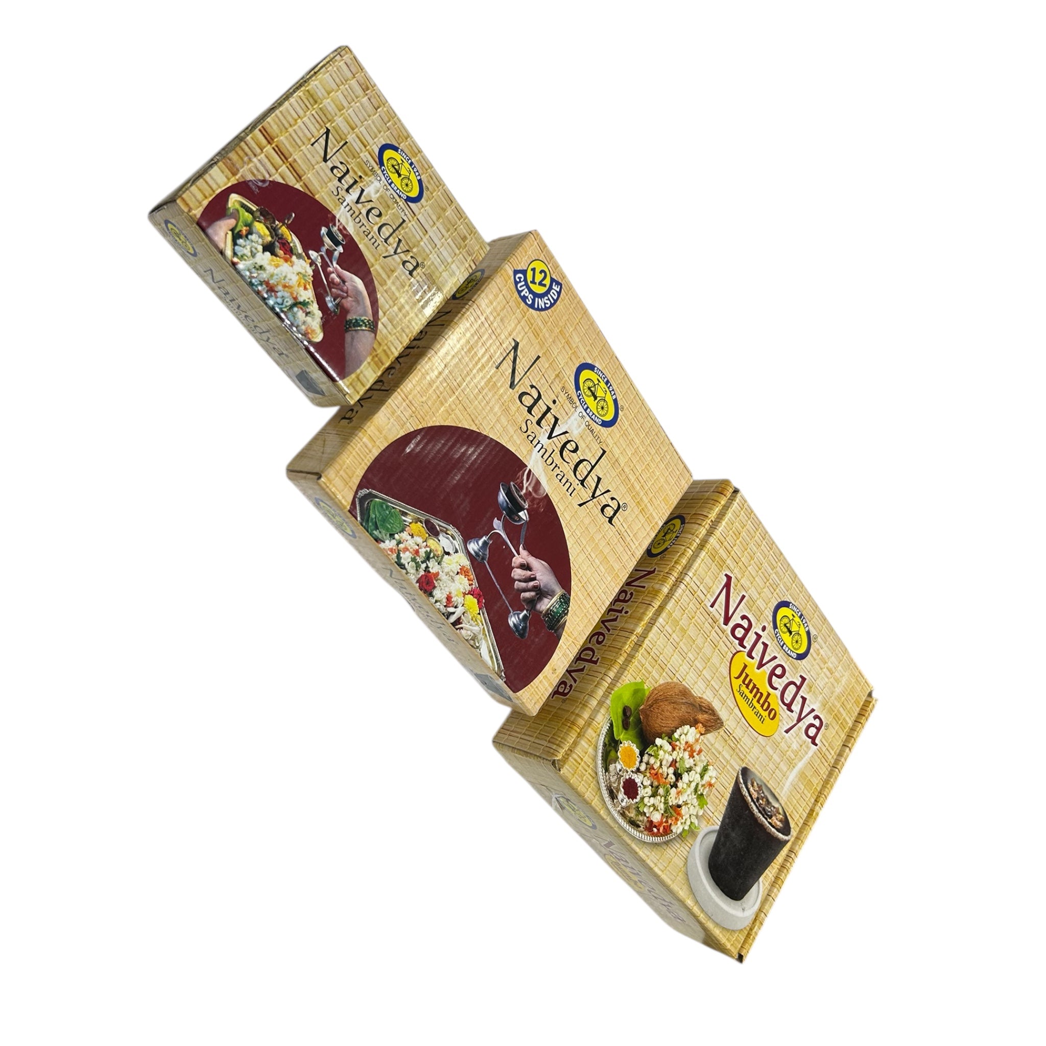 Cycle Brand Naivedya Sambrani – Small, Medium & Jumbo Cups - Traditional Pooja Dhoop for Purity & Fragrance