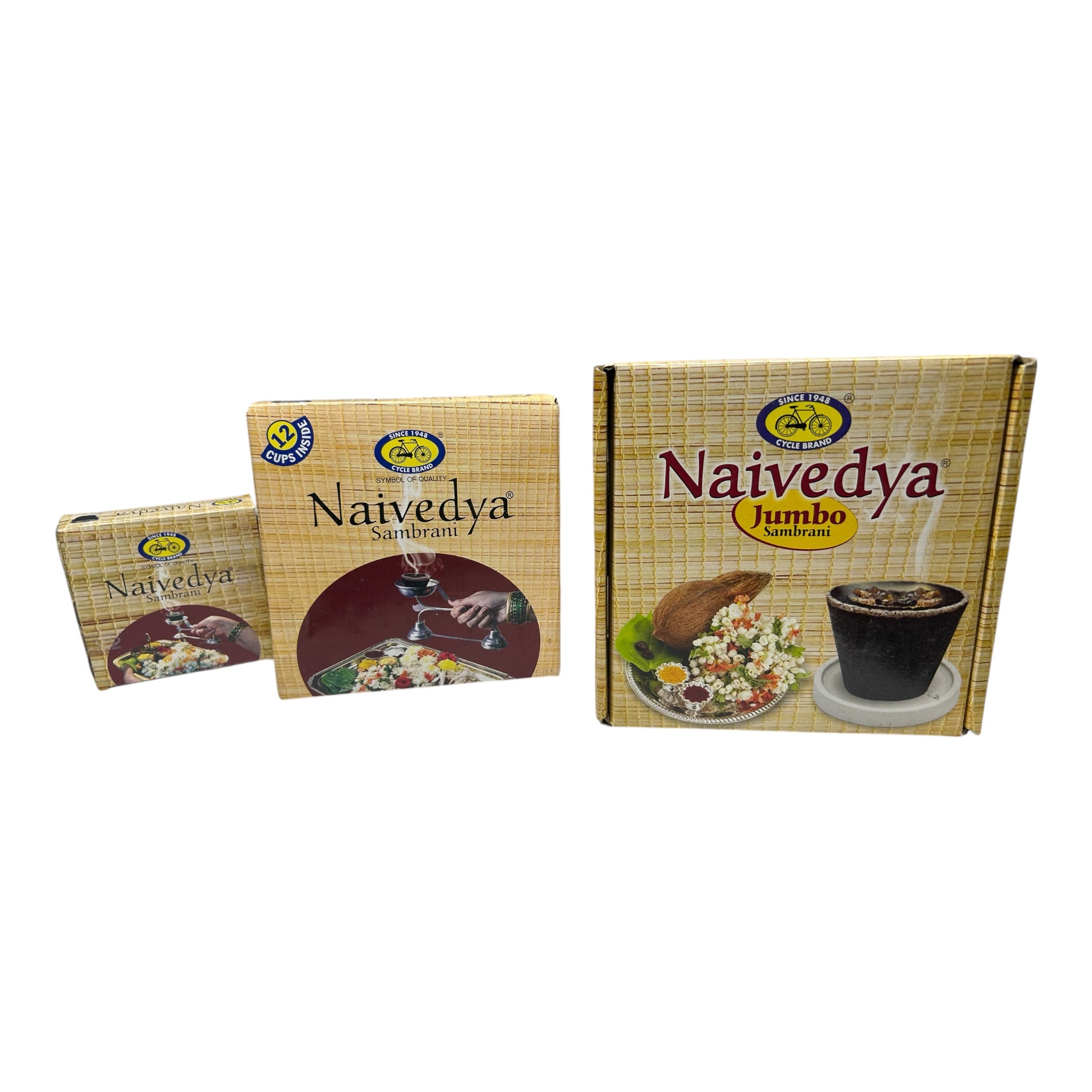 Cycle Brand Naivedya Sambrani – Small, Medium & Jumbo Cups - Traditional Pooja Dhoop for Purity & Fragrance