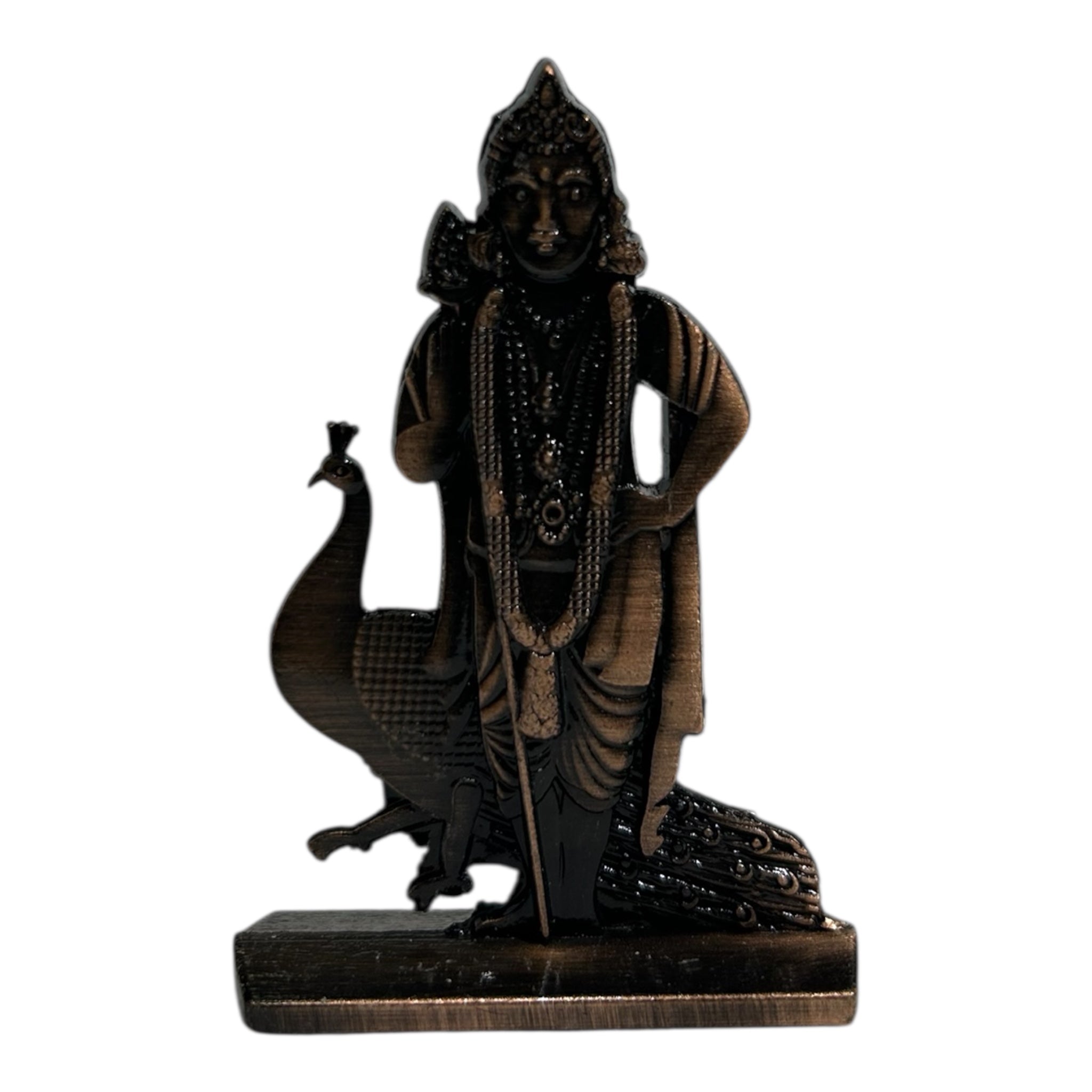 Peacock Vel Murugan Car Dashboard Idol Golden & Multicolour Decorative Stand for Home & Office வேல் மயில் முருகன் கார் பொம்மை