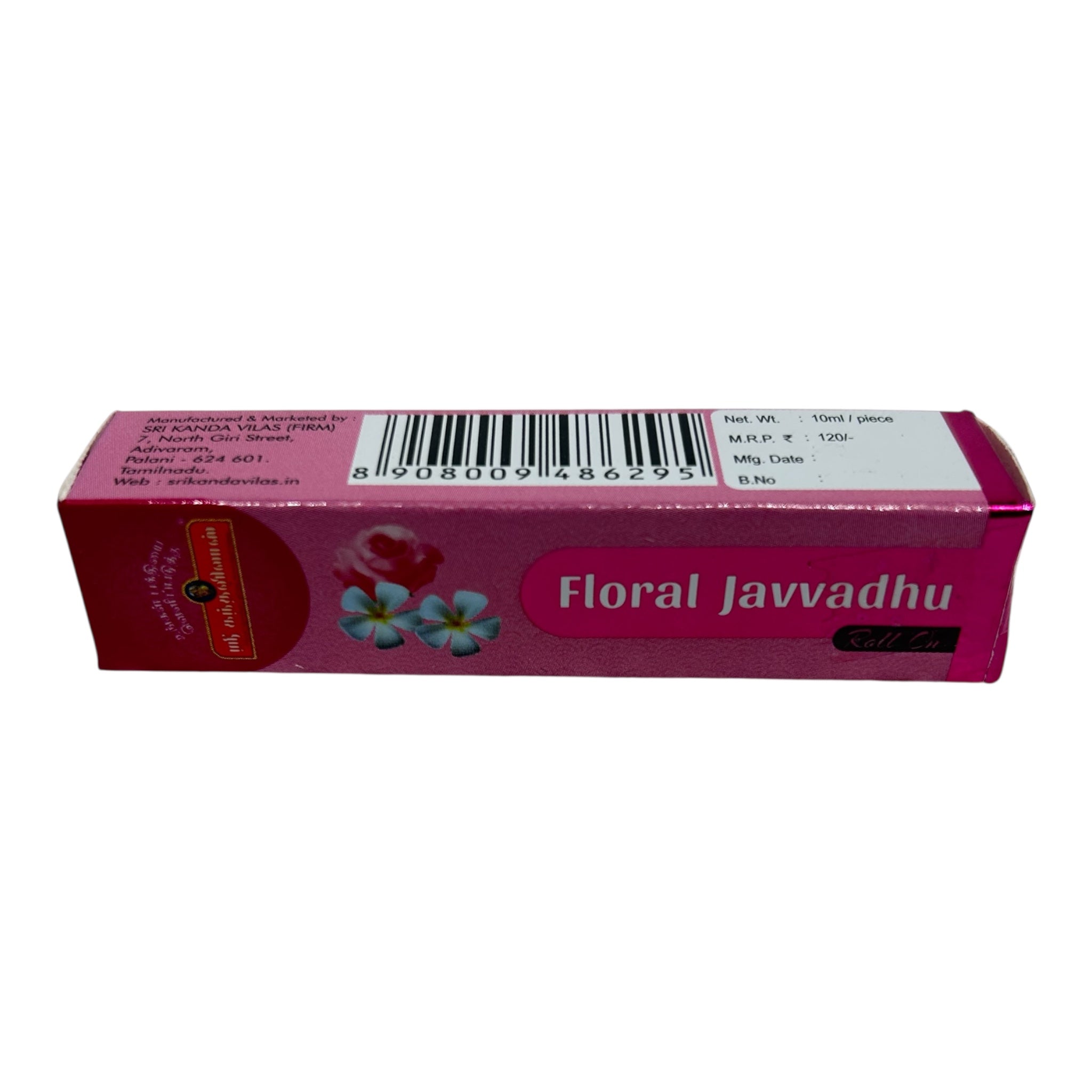 Sri Kandavilas Floral Javvadhu Roll On 10 ml - Divine Fragrance with a Floral Touch